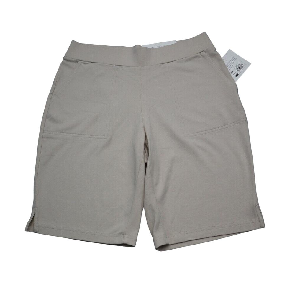 Croft Barrow Shorts Womens S Beige Sweat Mid Rise Pocket Stretch Pull On